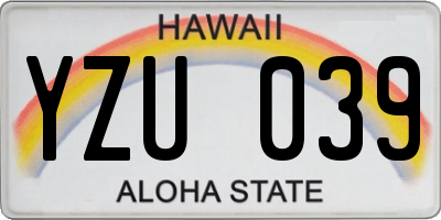 HI license plate YZU039