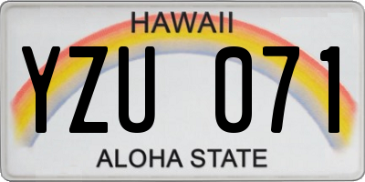 HI license plate YZU071