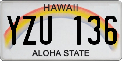 HI license plate YZU136
