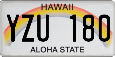 HI license plate YZU180