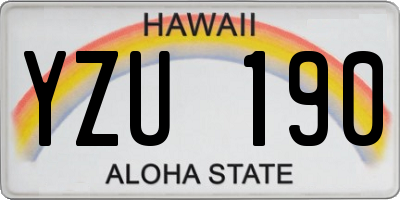HI license plate YZU190