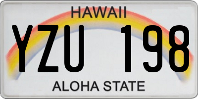 HI license plate YZU198