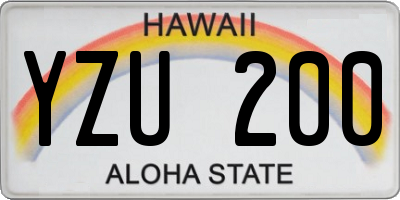 HI license plate YZU200