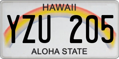 HI license plate YZU205