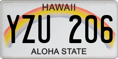 HI license plate YZU206