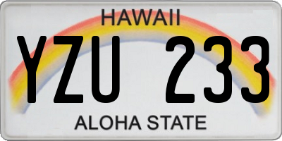 HI license plate YZU233