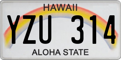 HI license plate YZU314