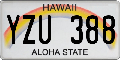 HI license plate YZU388