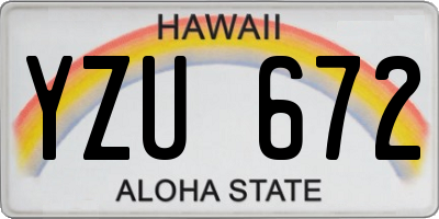 HI license plate YZU672