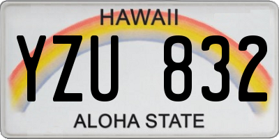 HI license plate YZU832