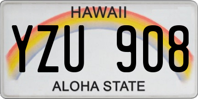 HI license plate YZU908
