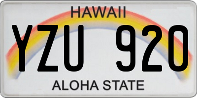 HI license plate YZU920