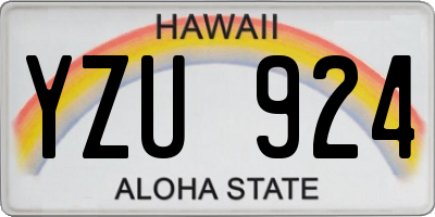 HI license plate YZU924