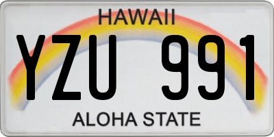 HI license plate YZU991