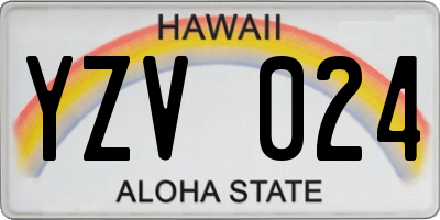 HI license plate YZV024