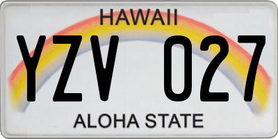 HI license plate YZV027