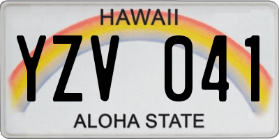 HI license plate YZV041