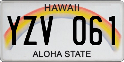 HI license plate YZV061