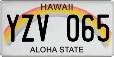 HI license plate YZV065