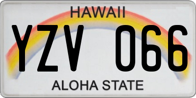 HI license plate YZV066