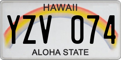 HI license plate YZV074