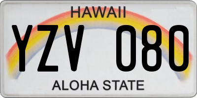 HI license plate YZV080