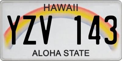 HI license plate YZV143