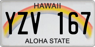HI license plate YZV167