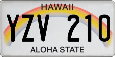HI license plate YZV210