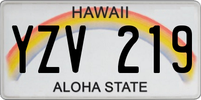 HI license plate YZV219