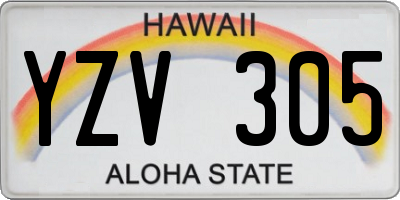 HI license plate YZV305