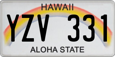 HI license plate YZV331