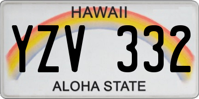 HI license plate YZV332