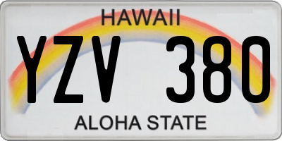 HI license plate YZV380