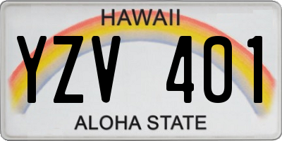 HI license plate YZV401