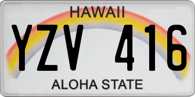 HI license plate YZV416