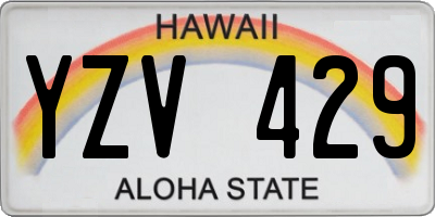 HI license plate YZV429