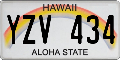 HI license plate YZV434