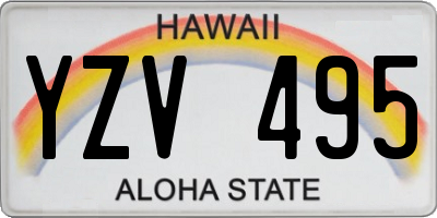HI license plate YZV495