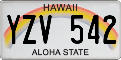 HI license plate YZV542