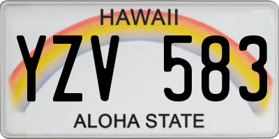 HI license plate YZV583