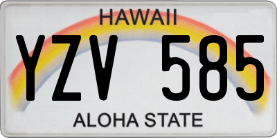 HI license plate YZV585