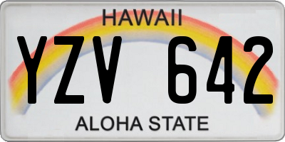 HI license plate YZV642