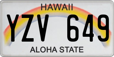 HI license plate YZV649