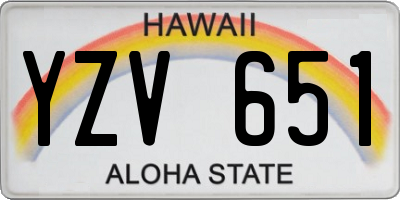 HI license plate YZV651