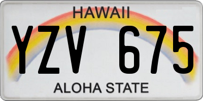 HI license plate YZV675