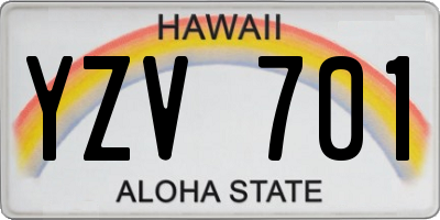 HI license plate YZV701