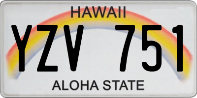 HI license plate YZV751