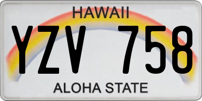 HI license plate YZV758