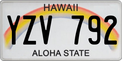 HI license plate YZV792
